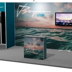 Printtiosasto 5x3m nayttotelineellä, varastolla sekä tiskillä